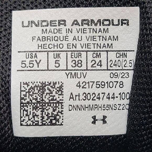 Under Armour Scramjet Shoes Youth Size 5.5Y Black White Blue Athletic Sneakers - Picture 6 of 8